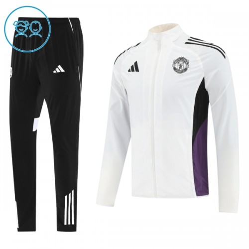 Manchester United Niño Chaqueta De Entrenamiento Trajes 2025-26 Blanca Manchester United Niño Chaqueta De Entrenamiento Trajes 2025-26 Blanca