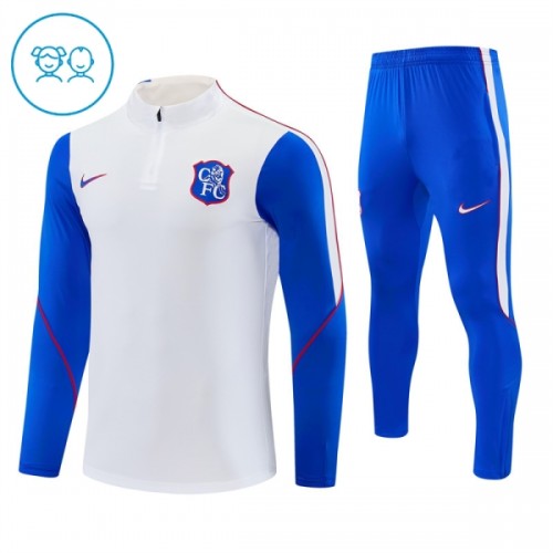 Chelsea Niño Sudadera De Entrenamiento 1/4-Zip 2026-27 Blanca Chelsea Niño Sudadera De Entrenamiento 1/4-Zip 2026-27 Blanca